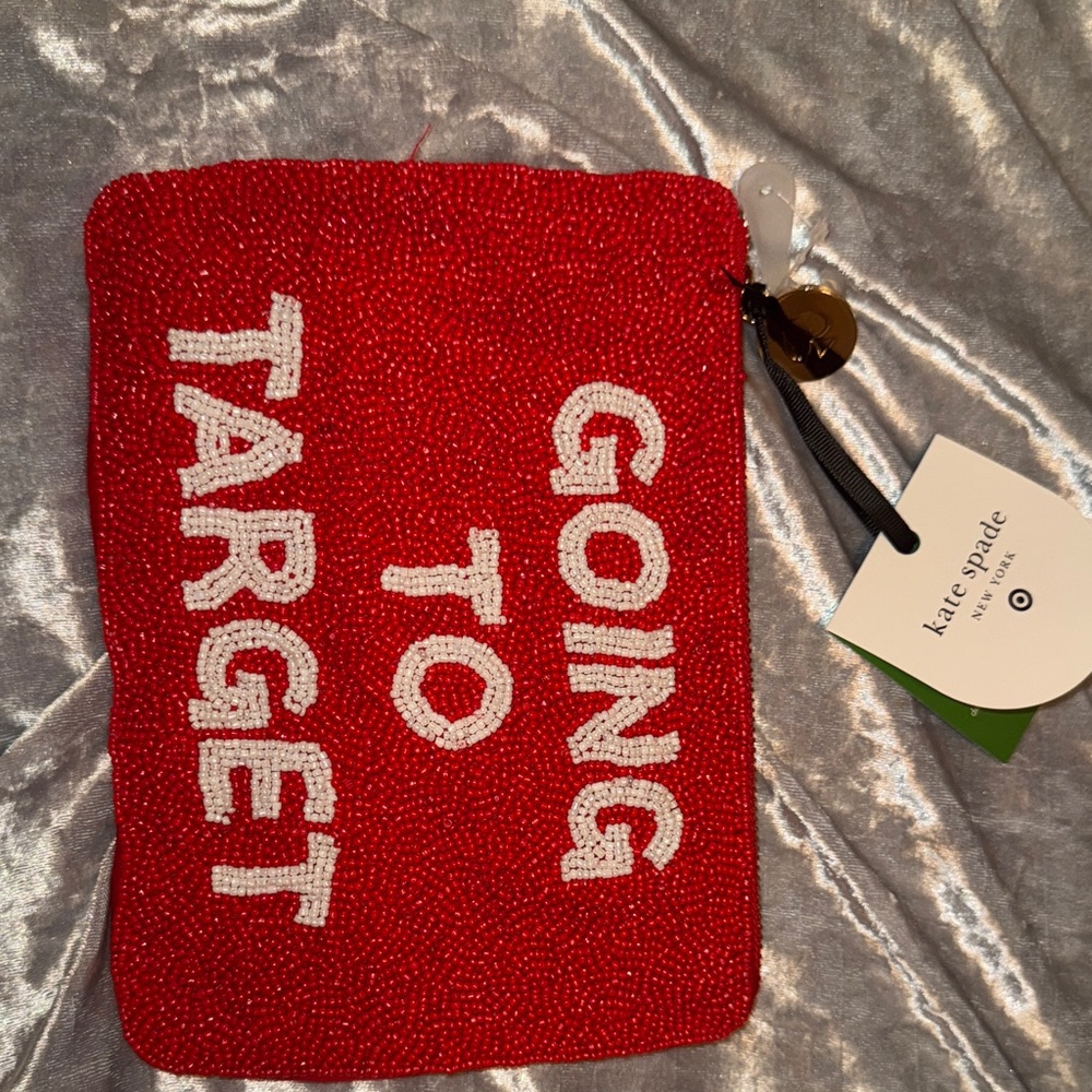 Kate Spade Red and White Beaded Pouch
